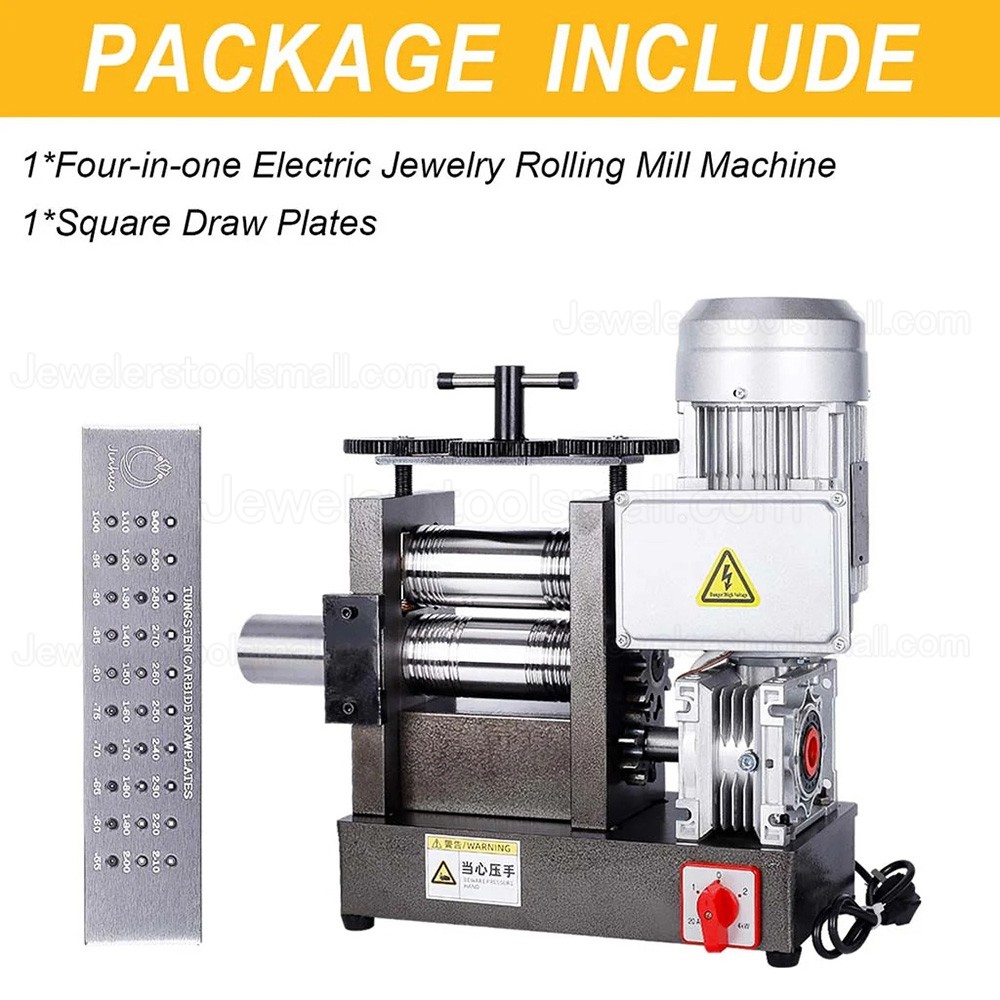 750W 160mm Jewelry Electric Rolling Mill Machine With Square DrawPlates for Metal Sheet and Wire